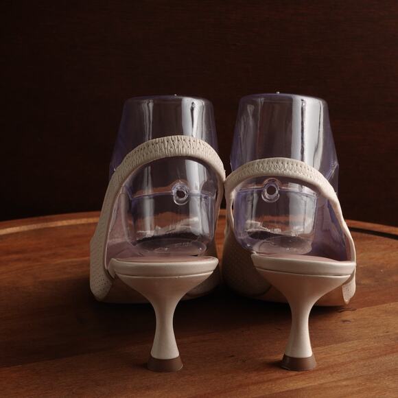 Kate Spade Heels Womens SZ 7.5B Cream Trish Slingback Leather Perforated Shoes - Picture 6 of 15